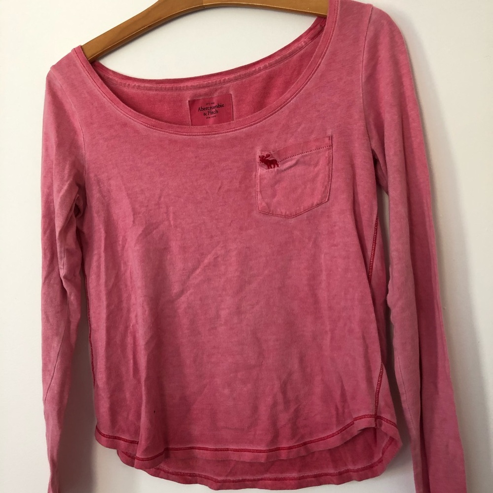 Pink Long Sleeve Abercrombie and Fitch Shirt